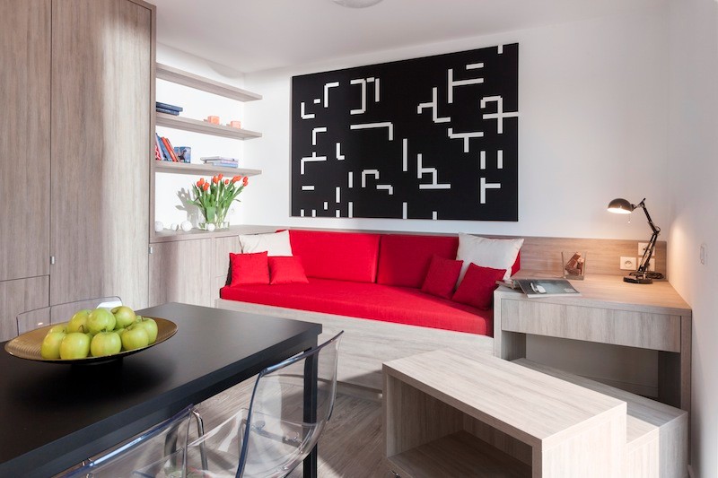 Modulový dům modulární dřevostavba Freedomek interiér obývací pokoj