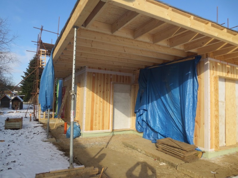 rozestavěná pasivní dřevostavba