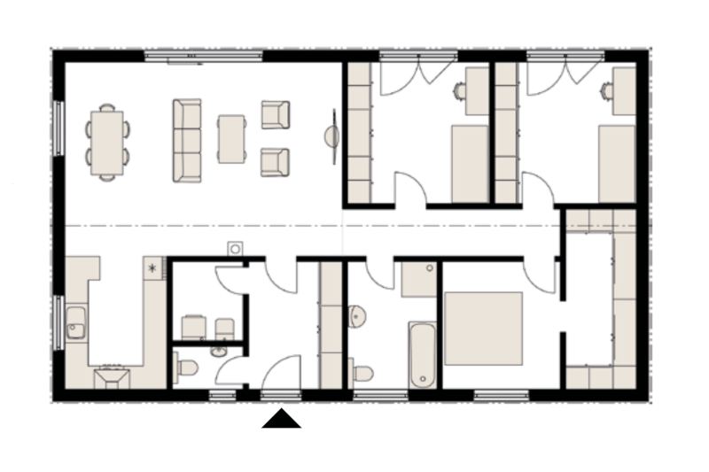 DrevoaStavby.cz | ATRIUM moderní bungalov podle typového projektu Vela 115