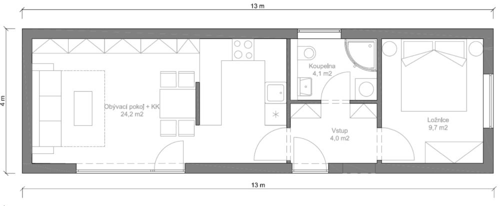 DrevoaStavby.cz | Úsporné bydlení | Modulová dřevostavba 1M