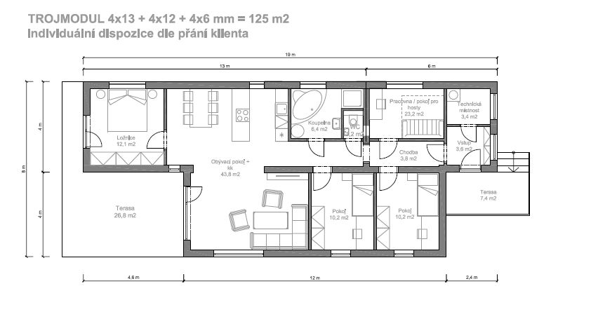 DrevoaStavby.cz Dům z modulu modulární výstavba_Eko modular DrevoaStavby.cz Dům z modulu Eko modular_půdorys_domu