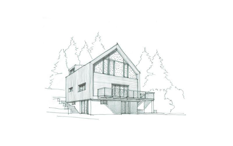 DrevoaStavby.cz Dřevěná nástavba moderní chata v lese_nákres chaty