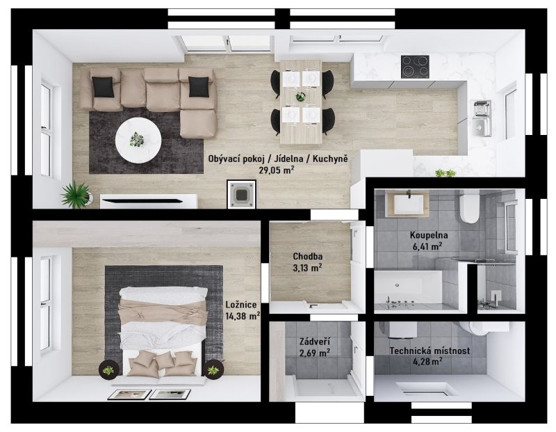 DrevoaStavby.cz Dřevostavba pro seniory Rapido_půdorys