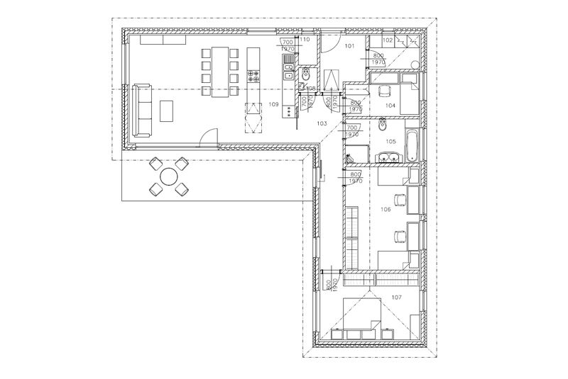 DrevoaStavby.cz Přízemní sendvičová dřevostavba Dřevo-House