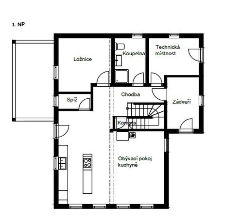 DrevoaStavby.cz Roubenka na louce, kde srnky dávají dobrou noc PŮDORYS 1NP