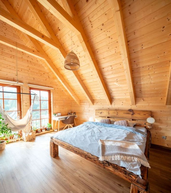 DrevoaStavby.cz Roubenka na louce, kde srnky dávají dobrou noc ložnice v patře