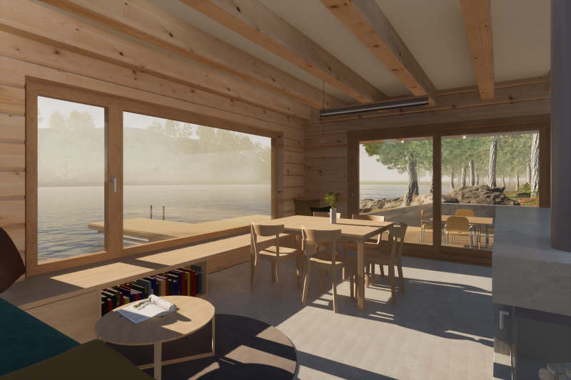 DrevoaStavby.cz | Moderní roubenka na břehu rybníka OK Pyrus