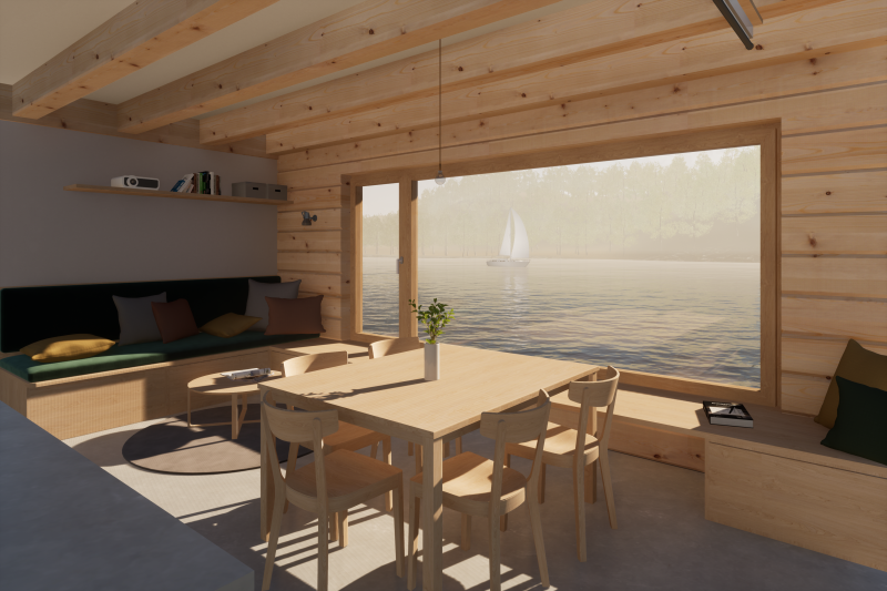 DrevoaStavby.cz | Moderní roubenka na břehu rybníka OK Pyrus