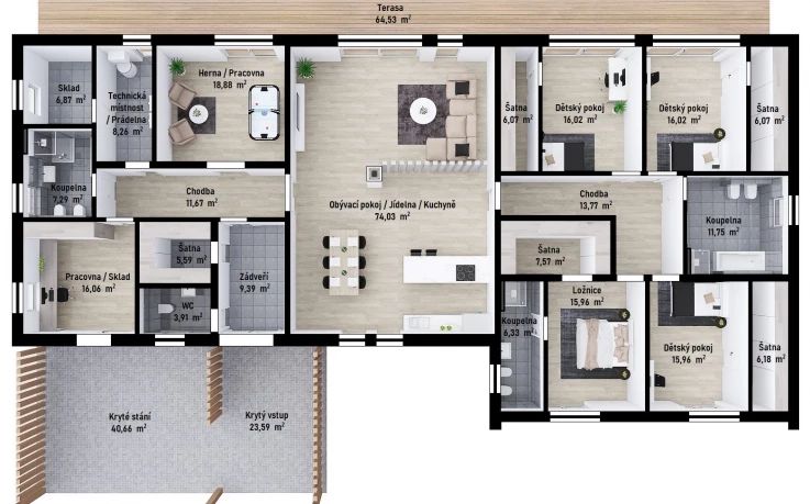 DrevoaStavby.cz | Individuální bungalov Individual 1-284