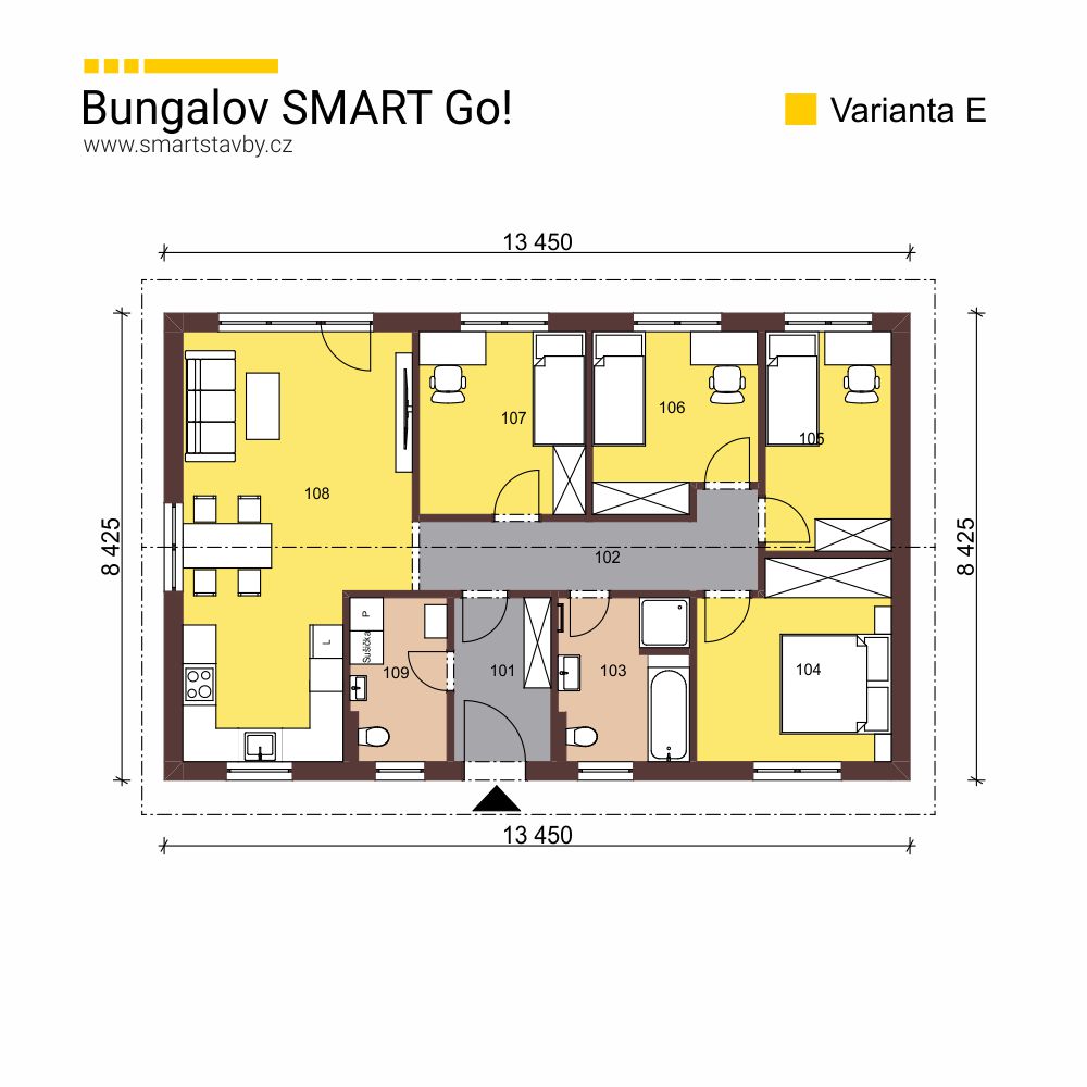 Bungalov SMART GO! půdorys E
