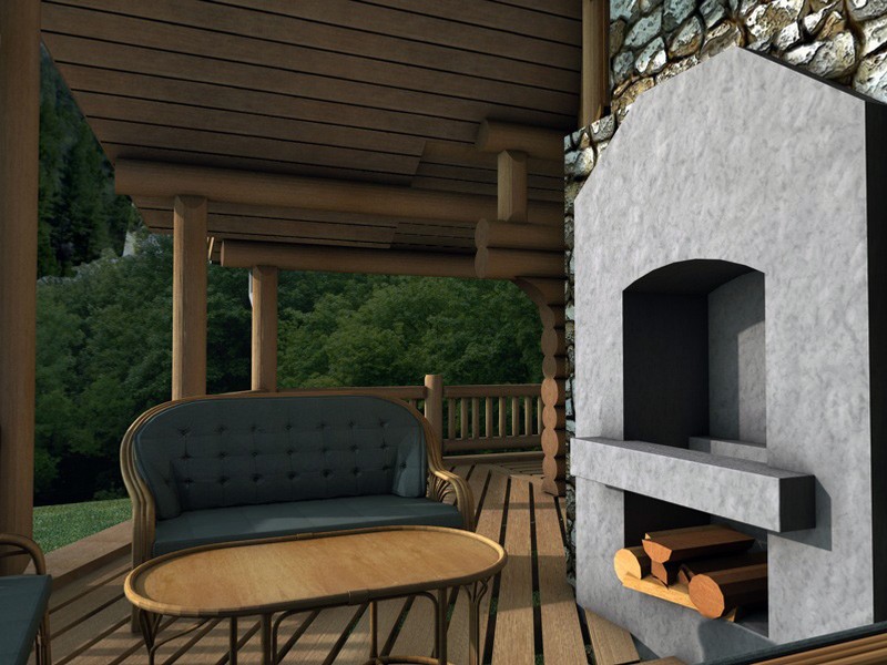 srubový dům - terasa